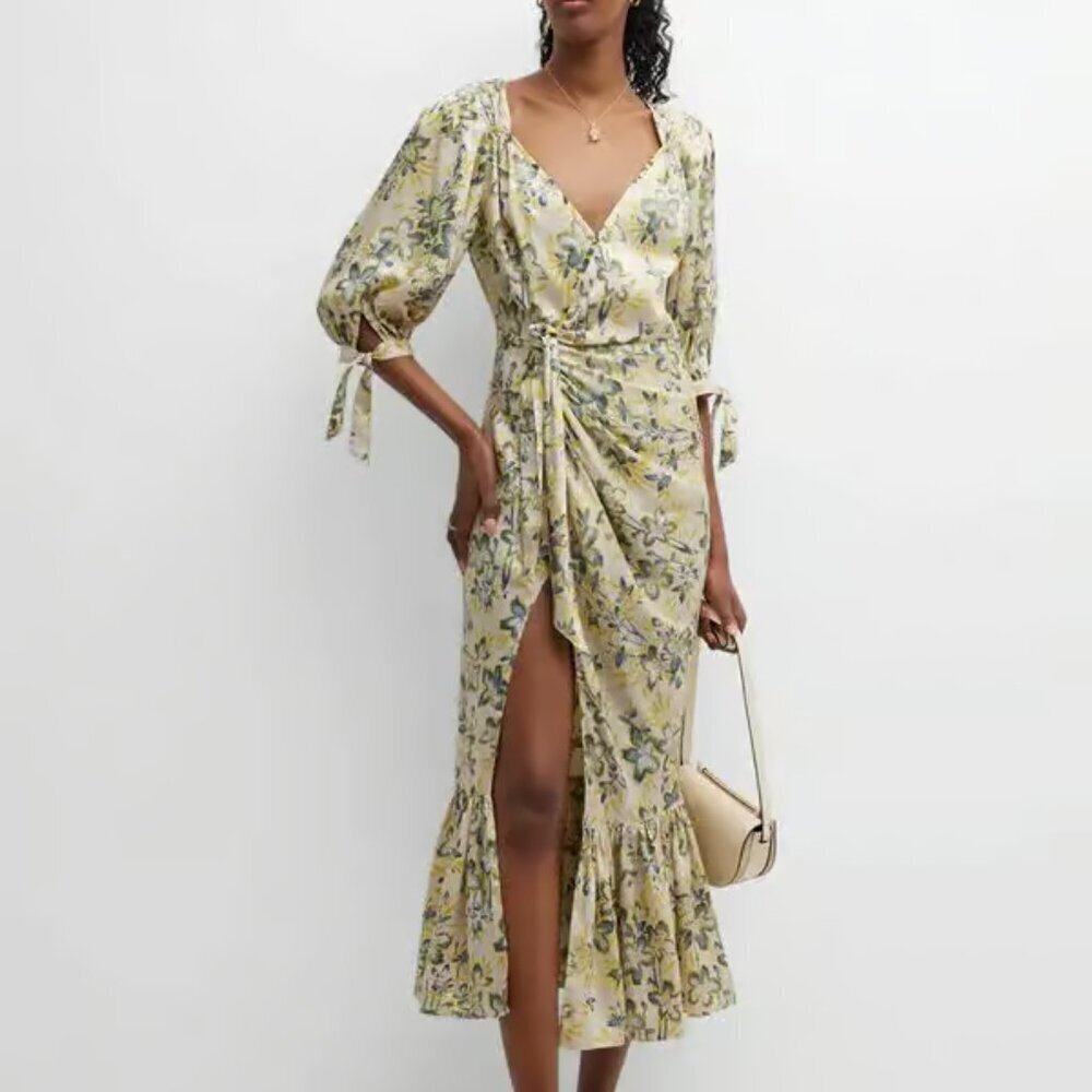 Cinq A Sept Kerstin Floral Puff Sleeve Midi Dress